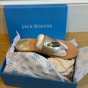 Jack Rogers Metallic Gold Champagne Slide Sandals